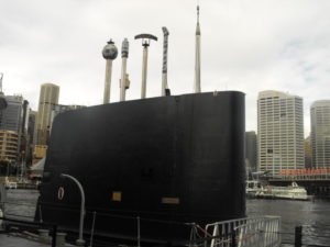 Australian Submarine HMAS Onslow Sail with Raised Masts